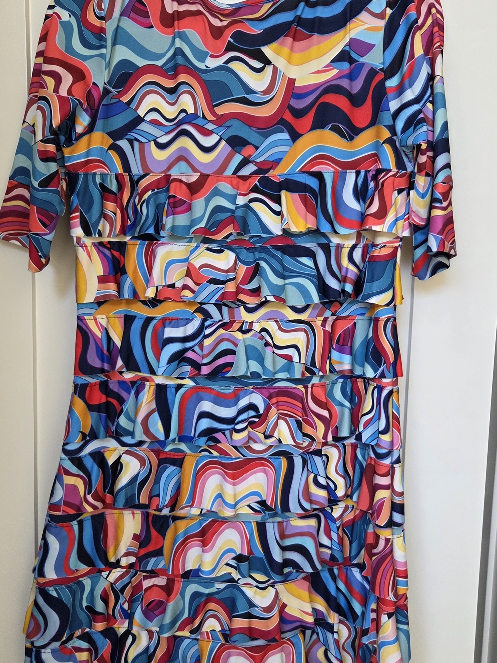 Multicolor Wave-Print Ruffle Tier Dress - Picture 3 of 3
